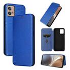 For Motorola Moto G32 Carbon Fiber Texture Flip Leather Phone Case(Blue) - 1