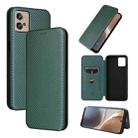 For Motorola Moto G32 Carbon Fiber Texture Flip Leather Phone Case(Green) - 1