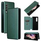 For Samsung Galaxy Z Fold4 Carbon Fiber Texture Flip Leather Phone Case(Green) - 1