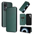 For Xiaomi 12T / 12T Pro / Redmi K50 Ultra Carbon Fiber Texture Flip Leather Phone Case(Green) - 1