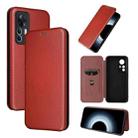 For Xiaomi 12T / 12T Pro / Redmi K50 Ultra Carbon Fiber Texture Flip Leather Phone Case(Brown) - 1