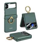 For Samsung Galaxy Z Flip4 GKK Magnetic Hinged Flip Case with Ring Holder(Forest Green) - 1