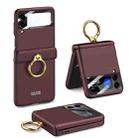 For Samsung Galaxy Z Flip4 GKK Magnetic Hinged Flip Case with Ring Holder(Dark Red) - 1