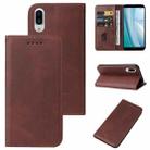 For Sharp Aquos Sense 3 Plus Magnetic Closure Leather Phone Case(Brown) - 1