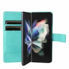 For Samsung Galaxy Z Fold4 Lambskin Flip Leather Phone Case with Pen Slot(Mint Blue) - 3