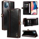 For iPhone 14 Plus GQUTROBE RFID Blocking Oil Wax Leather Case (Brown) - 1