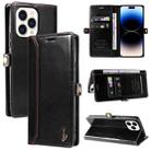 For iPhone 14 Pro GQUTROBE RFID Blocking Oil Wax Leather Case(Black) - 1