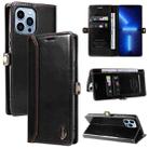 For iPhone 13 Pro GQUTROBE RFID Blocking Oil Wax Leather Case (Black) - 1