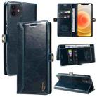 For iPhone 12 mini GQUTROBE RFID Blocking Oil Wax Leather Case (Blue) - 1