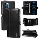 For iPhone 12 Pro Max GQUTROBE RFID Blocking Oil Wax Leather Case(Black) - 1