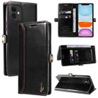 For iPhone 11 GQUTROBE RFID Blocking Oil Wax Leather Case (Black) - 1