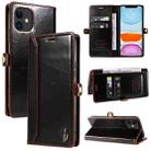 For iPhone 11 GQUTROBE RFID Blocking Oil Wax Leather Case (Brown) - 1