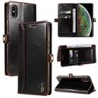 For iPhone XR GQUTROBE RFID Blocking Oil Wax Leather Case(Brown) - 1