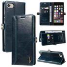 For iPhone SE 2022 / SE 2020 / 8 / 7 GQUTROBE RFID Blocking Oil Wax Leather Case(Blue) - 1