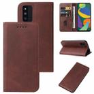 For Samsung Galaxy F52 5G Magnetic Closure Leather Phone Case(Brown) - 1