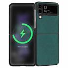 For Samsung Galaxy Z Flip4 Lambskin Texture Leather Folded Phone Case(Dark Green) - 1