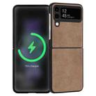 For Samsung Galaxy Z Flip4 Lambskin Texture Leather Folded Phone Case(Khaki) - 1