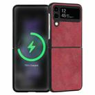 For Samsung Galaxy Z Flip3 5G Lambskin Texture Leather Folded Phone Case(Red) - 1