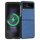 For Samsung Galaxy Z Flip4 Carbon Fiber Texture Leather Folded Phone Case(Blue) - 1