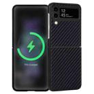 For Samsung Galaxy Z Flip4 Carbon Fiber Texture Leather Folded Phone Case(Black) - 1