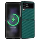 For Samsung Galaxy Z Flip3 5G Carbon Fiber Texture Leather Folded Phone Case(Dark Green) - 1