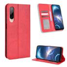 For HTC Desire 22 Pro Magnetic Buckle Retro Texture Leather Phone Case(Red) - 1