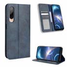 For HTC Desire 22 Pro Magnetic Buckle Retro Texture Leather Phone Case(Blue) - 1