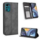 For Motorola Moto E32s / G22 Magnetic Buckle Retro Texture Leather Phone Case(Black) - 1