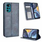 For Motorola Moto E32s / G22 Magnetic Buckle Retro Texture Leather Phone Case(Blue) - 1