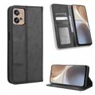 For Motorola Moto G32 Magnetic Buckle Retro Texture Leather Phone Case(Black) - 1