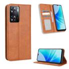 For OPPO A57 5G / 4G Magnetic Buckle Retro Texture Leather Phone Case(Brown) - 1