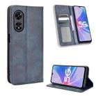 For OPPO A97 5G Magnetic Buckle Retro Texture Leather Phone Case(Blue) - 1