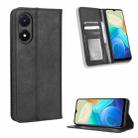 For vivo Y02s Magnetic Buckle Retro Texture Leather Phone Case(Black) - 1
