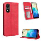 For vivo Y02s Magnetic Buckle Retro Texture Leather Phone Case(Red) - 1