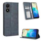 For vivo Y02s Magnetic Buckle Retro Texture Leather Phone Case(Blue) - 1
