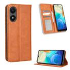 For vivo Y02s Magnetic Buckle Retro Texture Leather Phone Case(Brown) - 1