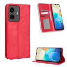 For vivo Y77 5G Magnetic Buckle Retro Texture Leather Phone Case(Red) - 1