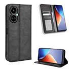For Tecno Camon 19 Magnetic Buckle Retro Texture Leather Phone Case(Black) - 1
