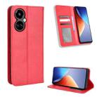 For Tecno Camon 19 Magnetic Buckle Retro Texture Leather Phone Case(Red) - 1