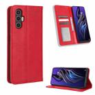 For Tecno Pova3 Magnetic Buckle Retro Texture Leather Phone Case(Red) - 1