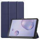 For Galaxy Tab A 8.4 (2020) Custer Pattern Pure Color Horizontal Flip Leather Case with Three-folding Holder(Blue) - 1