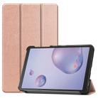 For Galaxy Tab A 8.4 (2020) Custer Pattern Pure Color Horizontal Flip Leather Case with Three-folding Holder(Rose Gold) - 1