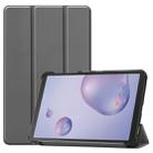 For Galaxy Tab A 8.4 (2020) Custer Pattern Pure Color Horizontal Flip Leather Case with Three-folding Holder(Grey) - 1