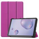 For Galaxy Tab A 8.4 (2020) Custer Pattern Pure Color Horizontal Flip Leather Case with Three-folding Holder(Purple) - 1