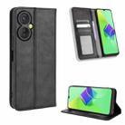 For Tecno Spark 9 Pro Magnetic Buckle Retro Texture Leather Phone Case(Black) - 1