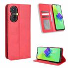 For Tecno Spark 9 Pro Magnetic Buckle Retro Texture Leather Phone Case(Red) - 1