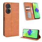 For Tecno Spark 9 Pro Magnetic Buckle Retro Texture Leather Phone Case(Brown) - 1