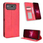 For ASUS ROG Phone 6 / 6 Pro Magnetic Buckle Retro Texture Leather Phone Case(Red) - 1
