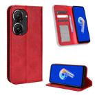 For ASUS Zenfone 9 Magnetic Buckle Retro Texture Leather Phone Case(Red) - 1
