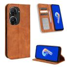 For ASUS Zenfone 9 Magnetic Buckle Retro Texture Leather Phone Case(Brown) - 1